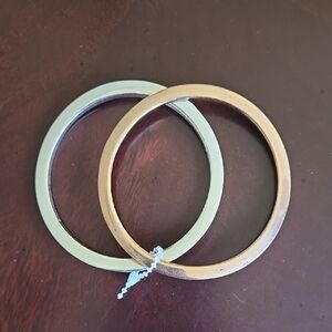 Guess Set of Two Silver and Rose Bangle Bracelets